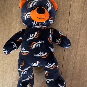 Build-A-Bear Bronco Bear Navy and Orange Patterned Plush
